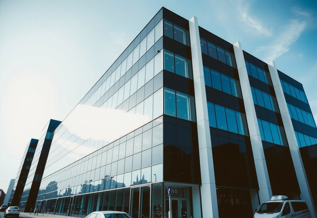 Modern office building in London representing company headquarters