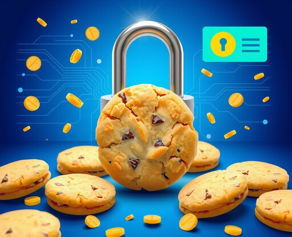 Digital cookies concept illustration showing data privacy and security